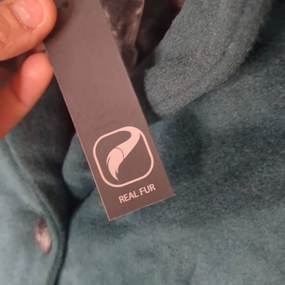 NWT Andrew Marc Fur Trim Dark Emerald Green Pea Wool Trench Coat 6 - Picture 4 of 11